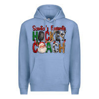 Colony Blue Santa's Favorite Hockey Coach For Christmas Premium Hoodie - FaDigitalArtStudio
