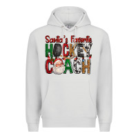 Dove Grey Santa's Favorite Hockey Coach For Christmas Premium Hoodie - FaDigitalArtStudio