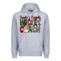 Heather Grey Santa's Favorite Hockey Coach For Christmas Premium Hoodie - FaDigitalArtStudio