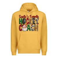 Mustard Santa's Favorite Hockey Coach For Christmas Premium Hoodie - FaDigitalArtStudio