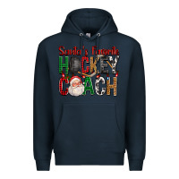 Navy Santa's Favorite Hockey Coach For Christmas Premium Hoodie - FaDigitalArtStudio