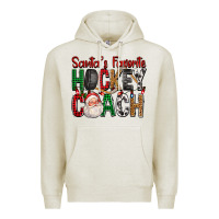 Oatmeal Heather Santa's Favorite Hockey Coach For Christmas Premium Hoodie - FaDigitalArtStudio