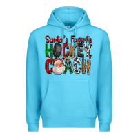 Ocean Blue Santa's Favorite Hockey Coach For Christmas Premium Hoodie - FaDigitalArtStudio