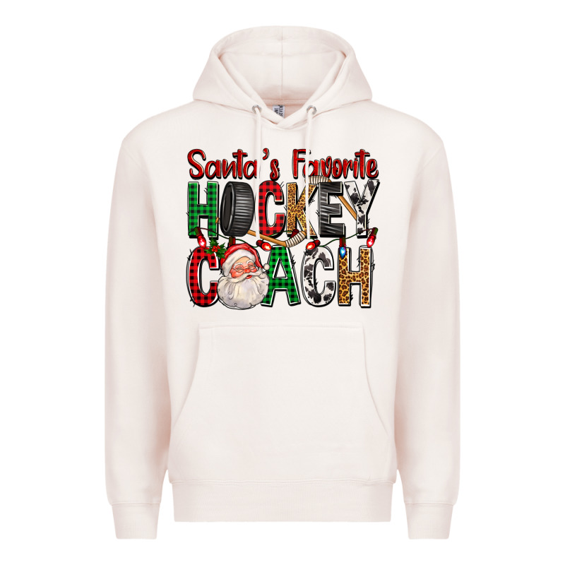 Santa's Favorite Hockey Coach For Christmas Premium Hoodie by FaDigitalArtStudio | Teevron