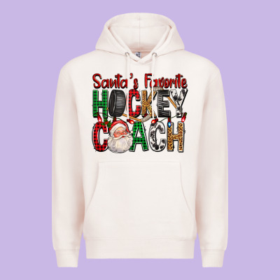Santa's Favorite Hockey Coach For Christmas Premium Hoodie Designed By Fadigitalartstudio