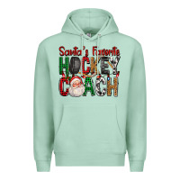 Seafoam Santa's Favorite Hockey Coach For Christmas Premium Hoodie - FaDigitalArtStudio