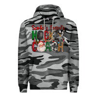 Slate Camo Santa's Favorite Hockey Coach For Christmas Premium Hoodie - FaDigitalArtStudio