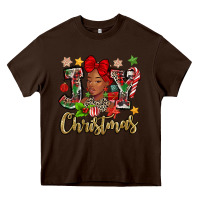 Chocolate Brown christmas joy black woman Heavy Core Tee - MaliasSmallBusiness