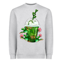 Heather Grey Western Cactus Cold Frappe Heavyweight Sweatshirt - FaDigitalArtStudio
