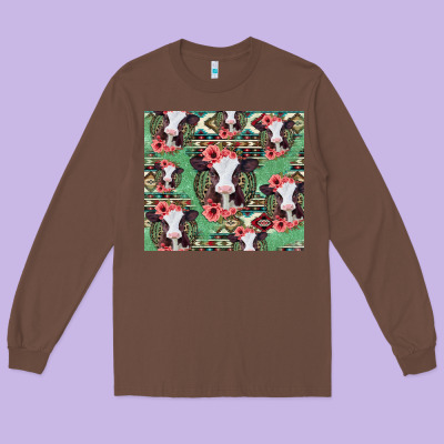 Baby Cow Floral Aztec Tumbler Long Sleeve Tee Designed By Jasminsmagicworld