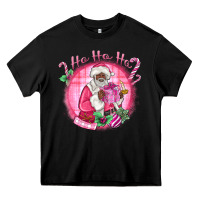Black ho ho ho pink black santa christmas Heavy Core Tee - MaliasSmallBusiness