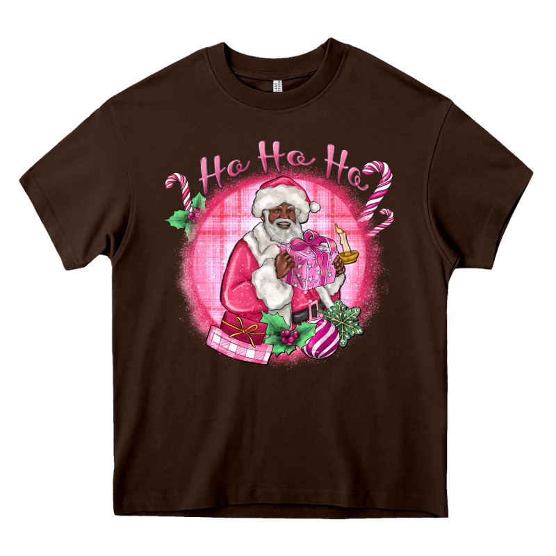 Ho Ho Ho Pink Black Santa Christmas Heavy Core Tee by MaliasSmallBusiness | Teevron