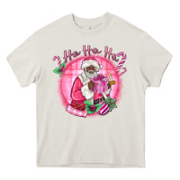 Cream ho ho ho pink black santa christmas Heavy Core Tee - MaliasSmallBusiness