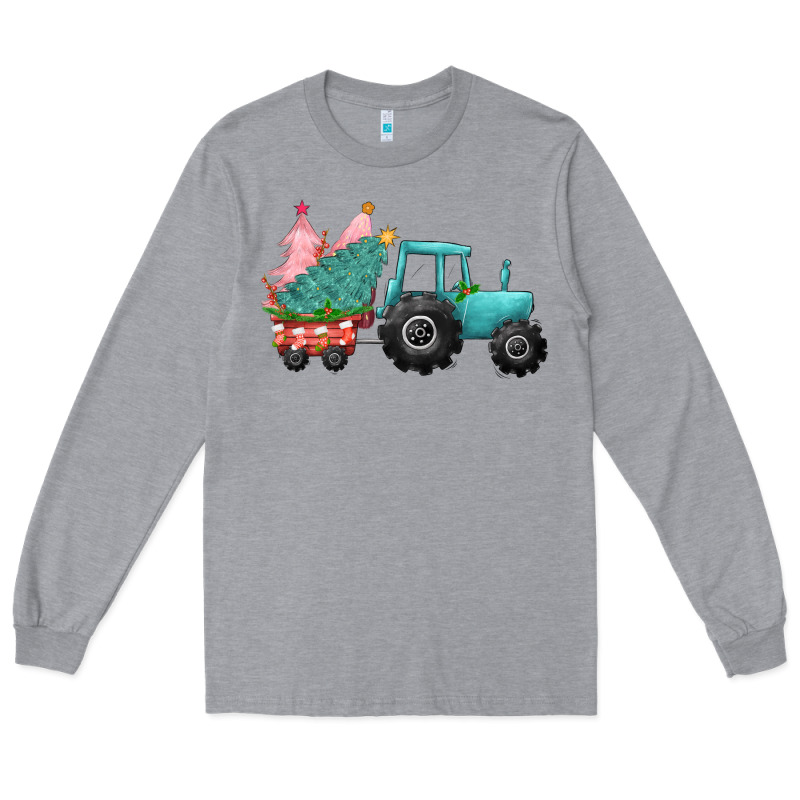 Christmas Tree Tractor Long Sleeve Tee by CowGirlArtShop | Teevron