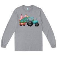 Heather Grey Christmas tree tractor Long Sleeve Tee - CowGirlArtShop