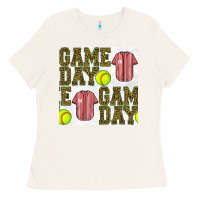 Bone softball uniform game day seamless pattern Ladies Tee - BundleAndBundleShop