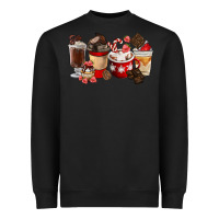 Black Chocolate Love Coffee Cups Heavyweight Sweatshirt - FaDigitalArtStudio