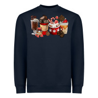 Navy Chocolate Love Coffee Cups Heavyweight Sweatshirt - FaDigitalArtStudio