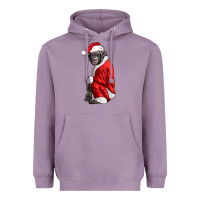 Lavender Chimpanzee With Santa Clothes Heavyweight Hoodie - LillyAllenDesigns