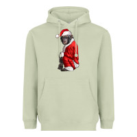 Matcha Chimpanzee With Santa Clothes Heavyweight Hoodie - LillyAllenDesigns