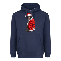 Navy Chimpanzee With Santa Clothes Heavyweight Hoodie - LillyAllenDesigns