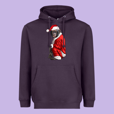 Chimpanzee With Santa Clothes Heavyweight Hoodie Designed By Lillyallendesigns