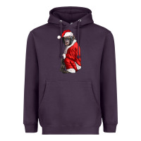 Plum Chimpanzee With Santa Clothes Heavyweight Hoodie - LillyAllenDesigns
