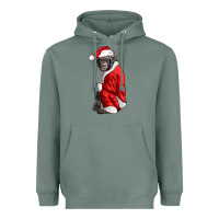 Sage Chimpanzee With Santa Clothes Heavyweight Hoodie - LillyAllenDesigns