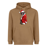Toasted Coconut Chimpanzee With Santa Clothes Heavyweight Hoodie - LillyAllenDesigns
