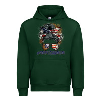 Forest Green americanmom messy bun Urban Hoodie - BarkalooDesign
