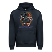 Navy americanmom messy bun Urban Hoodie - BarkalooDesign
