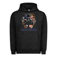 Pigment Black americanmom messy bun Urban Hoodie - BarkalooDesign
