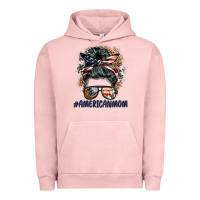 Pigment Salmon americanmom messy bun Urban Hoodie - BarkalooDesign