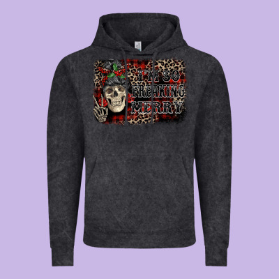 I'm So Freaking Merry Skeleton Messy Bun Vintage Hoodie Designed By Nancycooperartshop