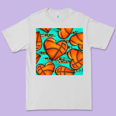 Basketball Hearts With Leopard Seamless Pattern Premium Tee Designed By Bundleandbundleshop