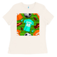 Bone soccer ball uniform and shoes seamless pattern Ladies Tee - BundleAndBundleShop