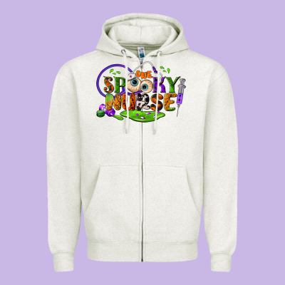 One Spooky Nurse Zipper Hoodie Designed By Bundleandbundleshop