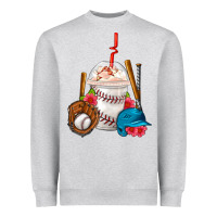 Heather Grey Baseball Frappe Coffee Heavyweight Sweatshirt - FaDigitalArtStudio