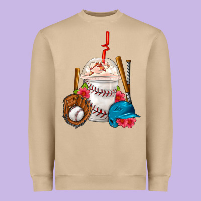 Baseball Frappe Coffee Heavyweight Sweatshirt Designed By Fadigitalartstudio