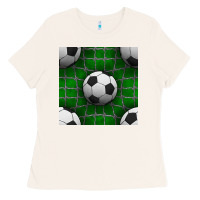 Bone soccer ball with goal nets seamless pattern Ladies Tee - BundleAndBundleShop