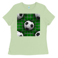 Matcha soccer ball with goal nets seamless pattern Ladies Tee - BundleAndBundleShop