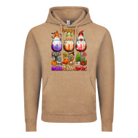 Vintage Coffee Happy Hallothanksmas wine glasses and gnomes Vintage Hoodie - texasbilliewilder