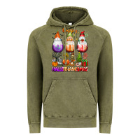 Vintage Olive Happy Hallothanksmas wine glasses and gnomes Vintage Hoodie - texasbilliewilder