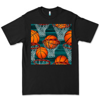 Black basketball hoop seamless pattern Premium Tee - BundleAndBundleShop