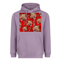 Lavender Yorkshire Pig And Candy Cane Heavyweight Hoodie - LillyAllenDesigns