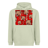 Matcha Yorkshire Pig And Candy Cane Heavyweight Hoodie - LillyAllenDesigns