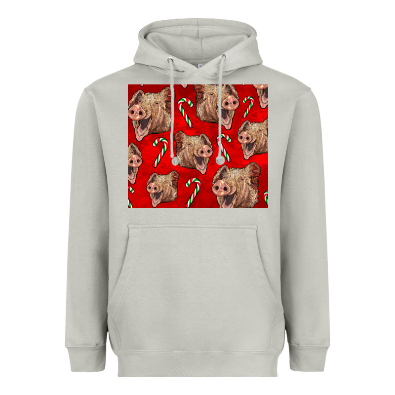 Yorkshire Pig And Candy Cane Heavyweight Hoodie by LillyAllenDesigns | Teevron