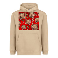 Mushroom Yorkshire Pig And Candy Cane Heavyweight Hoodie - LillyAllenDesigns