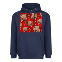 Navy Yorkshire Pig And Candy Cane Heavyweight Hoodie - LillyAllenDesigns