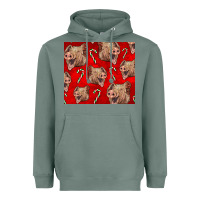 Sage Yorkshire Pig And Candy Cane Heavyweight Hoodie - LillyAllenDesigns
